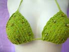 Ladies beach string bikini in sexy crochet knit with multi colored beads and sequin sold at wholesale cost from import supply manufacturer