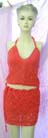 Indonesian wear wholesale distributor supplies  Womens batik fashion set with red crochet halter top and  knit mini skirt