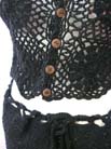 Handcrafted fashon clothing distributor exports collection, Fishnet styled crochet tank top with drawstring, black knitted skirt