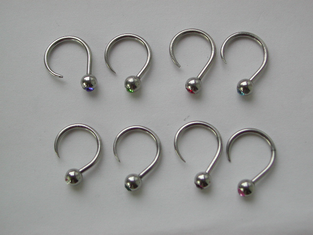Great quality body jewelry wholesale --Fashion claw shaped stretchers with assorted color stone germ at the end of the sphere