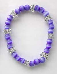 Online cat eye jewelry distributor - Fashion cat eye bracelet with purple cat eye stone and butterfly pattern                                
