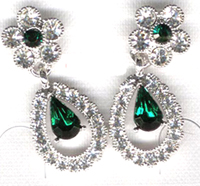 Sterling silver earring wholesale - Fashion sterling silver earring with multi mini cz around green germ                                