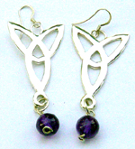 Fashion earring jewelry wholesale - Fashion sterling silver fish hook earring with purple stone ball design                                   