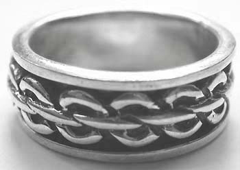 Online jewelry supplier wholesale 925. sterling silver spinned wide band ring with multi curvy line design 