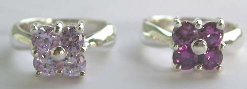 World jewelry catcher wholesale ring jewelry - Fashion design 925. sterling silver ring with four purple germ stones                        