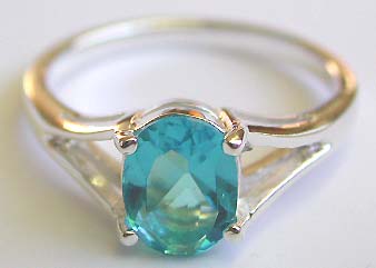 Wedding ring wholesale supplier supply sterling silver blue topaz ring motif in oval shape with double cut-out triangle on each side  