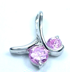 Teen's trendy jewelry wholesale supply 925. sterling silver pendant with cherry feature embedded pinky cz  
