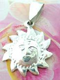 Sun face design Thailand made solid sterling silver charm pendant