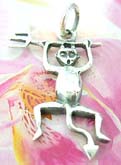 Monkey holding weapon design Thailand made solid sterling silver charm pendant