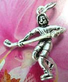 Sport spirit hocky player with stick design 925. Thailand made solid sterling silver charm pendant