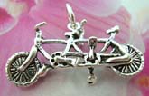 925. Thailand made solid sterling silver charm pendant in twin bicycle design
