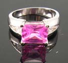 Fashion cubic zirconia engagement & anniversary ring in combination of pink and clear cz stones