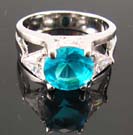 Wholesale trendy cubic zirconia engagement & anniversary ring in combination of aqua cz and clear cz stones 