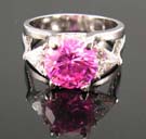 Wholesale giftware fashion cz ring distribute rhodium double band ring holding pink and clear diamond cubic zirconia stones 
