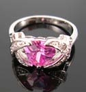 Special event jewery diamond cz gift wholesaler distribute rhodium ring in combination of pink and clear cz stones