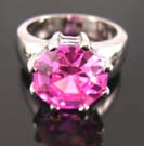 Celebrity custom cubic zirconia jewelry engagement ring with pink diamond cz in center design