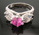 Online seasonal jewelry fashion diamond cubic zirconia wedding ring supplier in pink cz ring with multi clear cz beside