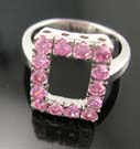 Wholesale distinctive cz jewelry design fashion lady ring in cut-out rectangular-shaped pattern with multi pink cz embedded 