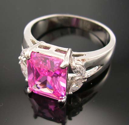 Fine engagement& wedding cubic zirconia ring for your love wholesale pink cz ring paired with clear cz stones