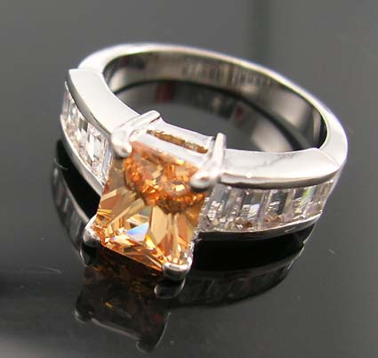 Shop love engagement cubic zirconia ring jewelry online supplier - light orange cz ring with multi clear mini clear cz 
