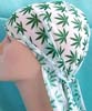 pure white with green tropical tree pattern wrinkle free polyester fashion durag with long tie, ultra strecth, breathable, comes in own display package, one size fits all