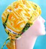 Hawaii style yellow and green fashion cotton skullcap with tie