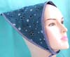Cotton triangle head bandana head scarf with tie in dark blue sky with snowflake pattern design
