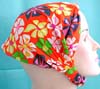 Red cotton head bandana head scarf with stretchable end in multi color flower pattern design 
