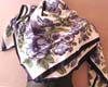 natural white wrinkle free polyester fashion scarf with purple floer decor 