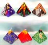 pyramid style assorted color and pattern design fashion fimo candle set, 6 pieces in a box