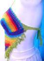 Triangle pastal rainbow color crochet top with shape angle design on bottom, tie at top and back, randomly picked by our staffs