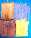 Cotton stripe ribbon wrap on front lady shirt top with 3/4 sleeves design, packaged in random assorted colors 