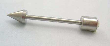 Surgical steel body jewelry wholesale supplier, tongue brabell with clear Cz in arrow design    