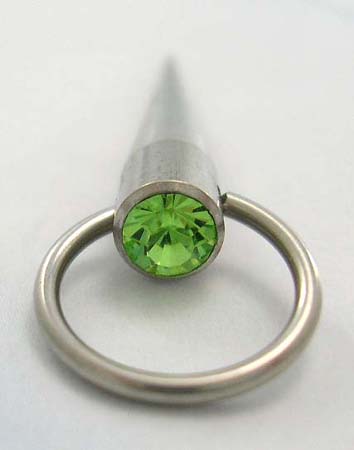 Piercing body jewelry gift shopping online wholesale in surgical steel belly botton ring with light green Cz      