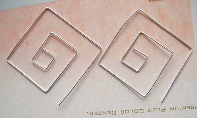 Fine custume jewelry wholesale distributor sqare spriral  earrings made 925 stamped sterling silver 