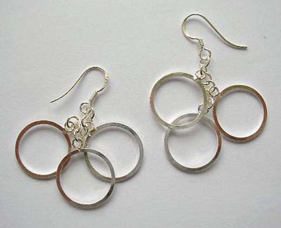 Wholesale design jewelry supplier in solid sterling silver earrings with triple circles 