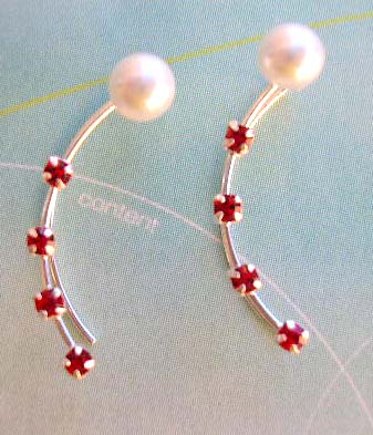 Fine Cz jewelry on line wholesaleer, red Cz sterling silver ear strings    