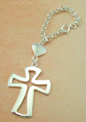 Silver cross jewelry for her gift pendant in 925 stamped cross pendant with heart 