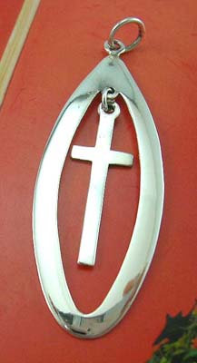 Silver cross pendant religious designer wholesale olive sterling silver pendant with cross in middle 