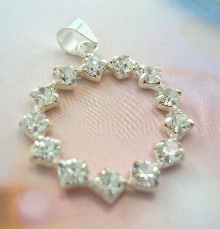 Cz charm jewelry holiday shopping online - 925 sterling silver pendant with multi clear Cz in rounded shape   