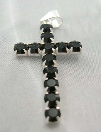 Religious cross pendant Chrismas shopping online wholesaler - sterling silver cross pendant with black Cz     