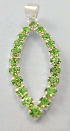 Teen Cz charm shop online supplier wholesale sterling silver pendant with multi green Cz in olive shape     