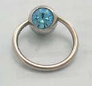 Circular barbells wholesaler supply belly button jewelry in steel ball closure ring with light blue Cz stone embedded