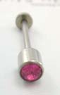 Discount body jewelry for tongue piercing catalog - surgical steel tongue barbell with pink Cz