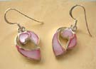 Fashion mother-of-pearl jewelry distributor supply pink mother of pearl seashell inlay sterling silver earrings