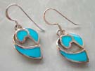 Accessory jewelry fashion wholesale supply silver earrings with reconstructed turquoise inlay