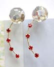 High design fashion jewelry making supplier sterling silver clear and red Cz threader earrings