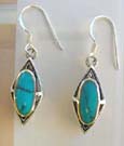 Fashion turquoise piercing jewelry wholesaler of olive reconstructed turquoise silver earrings 