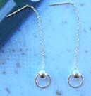 Fine fashion jewelry wholesale supplier sterling silver long earrings holding a silver bead loop 