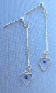 Custume fashion jewelry wholesale supply sterling silver earrings with long string holding blue Cz in heart design